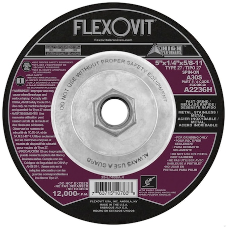 Flexovit DEPRESSED CENTER GRINDING WHEEL A2236H